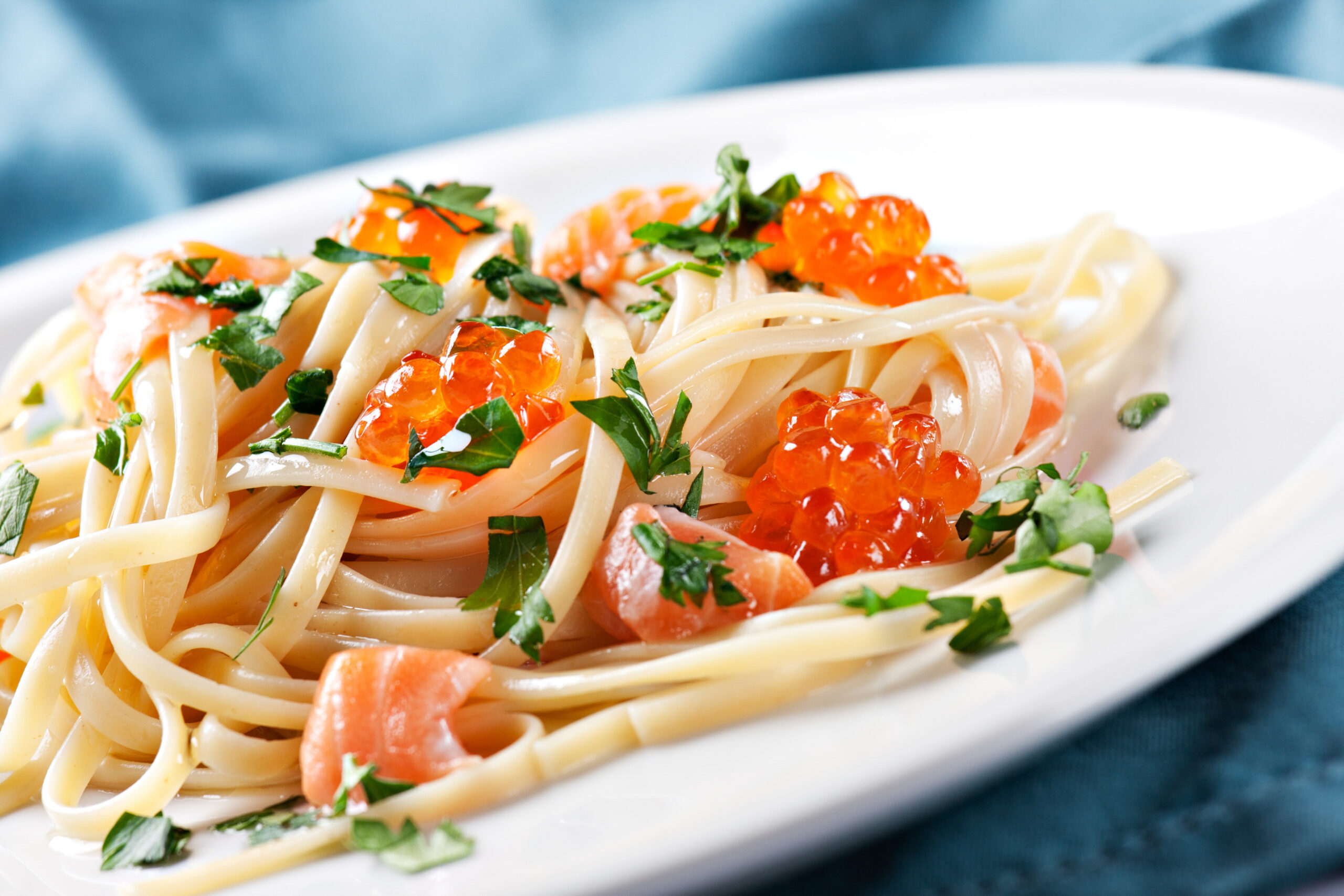 Fettuccine with Salmon and Red Caviar