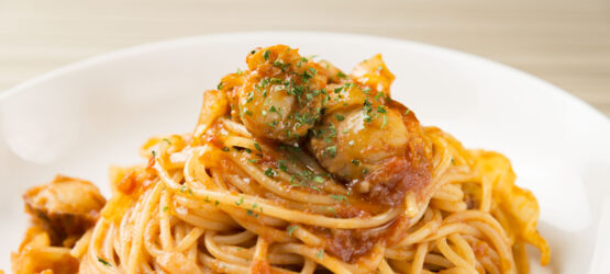 Pasta with Fried Scallops