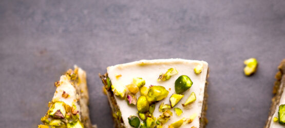 White Chocolate, Mascarpone and Pistachio Cheesecake