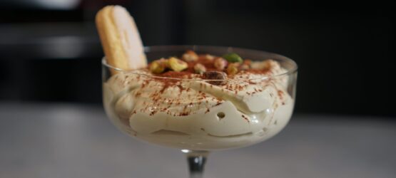 Tiramisu with Bourbon, Pistachios, and Pistachio Paste